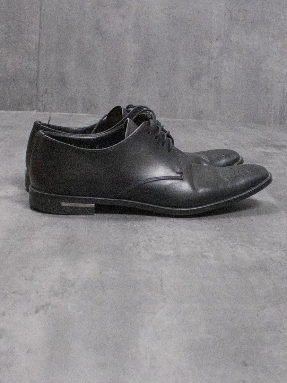Vintage VTG Y2K 2000's 00's Prada Square Toe Black Leather Derby Shoes